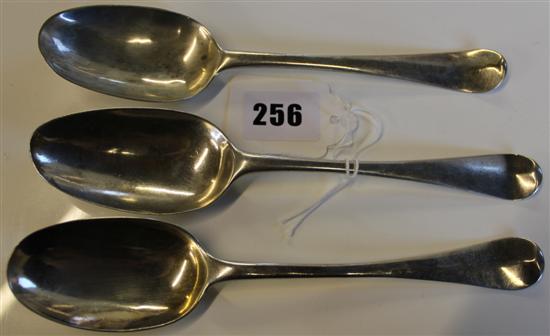 3 x 18th century silver table spoons